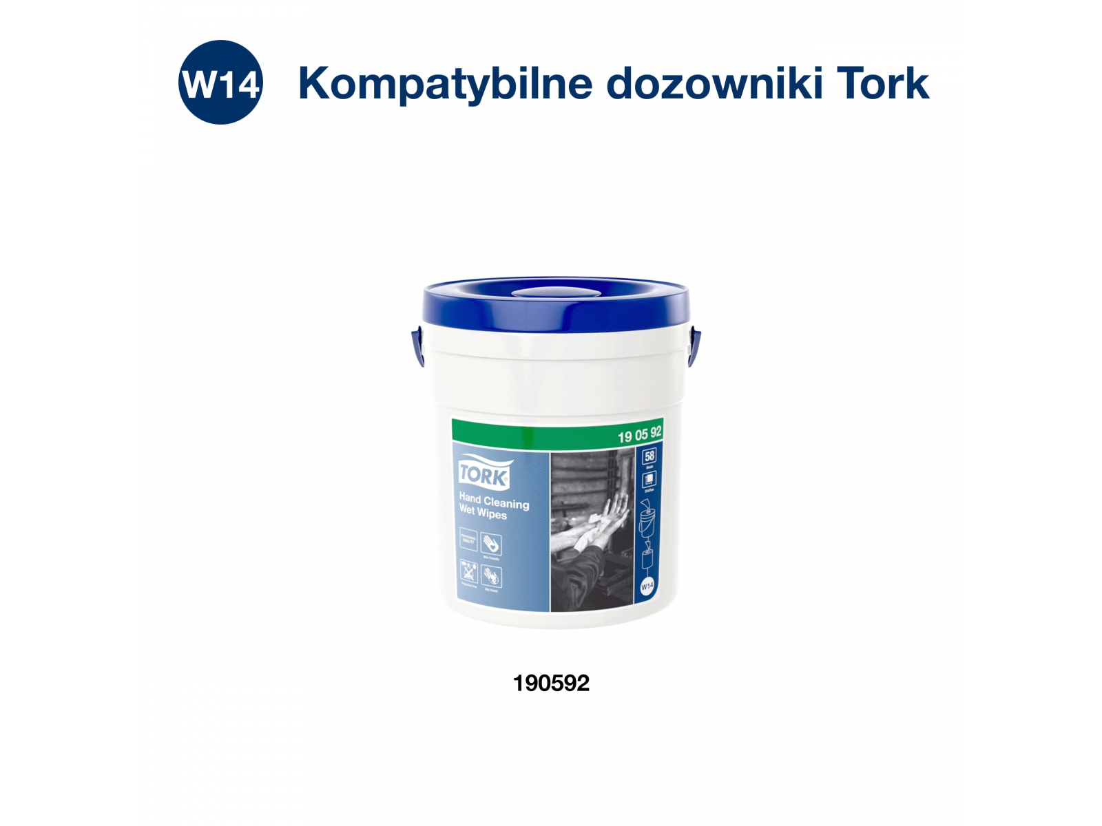Czyściwo TORK 190592 Nasączone do mocno zabrudzonych rąk Wiaderko  58 ściereczek
